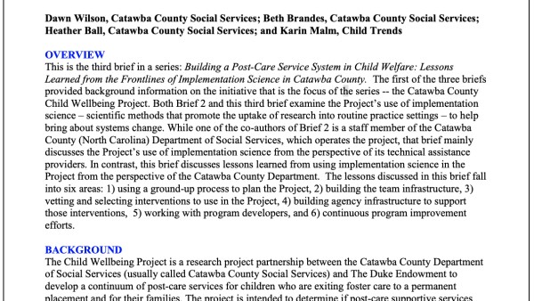 Building the Child Wellbeing Project: Practitioners’ Perspectives on the Role of Implementation Science in Strengthening Post-Care Child Welfare Services