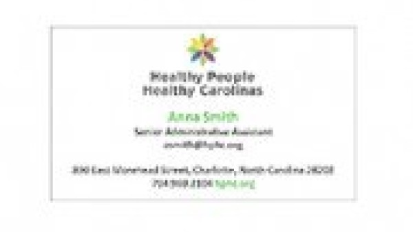 Business Card Template - Healthy People, Healthy Carolinas